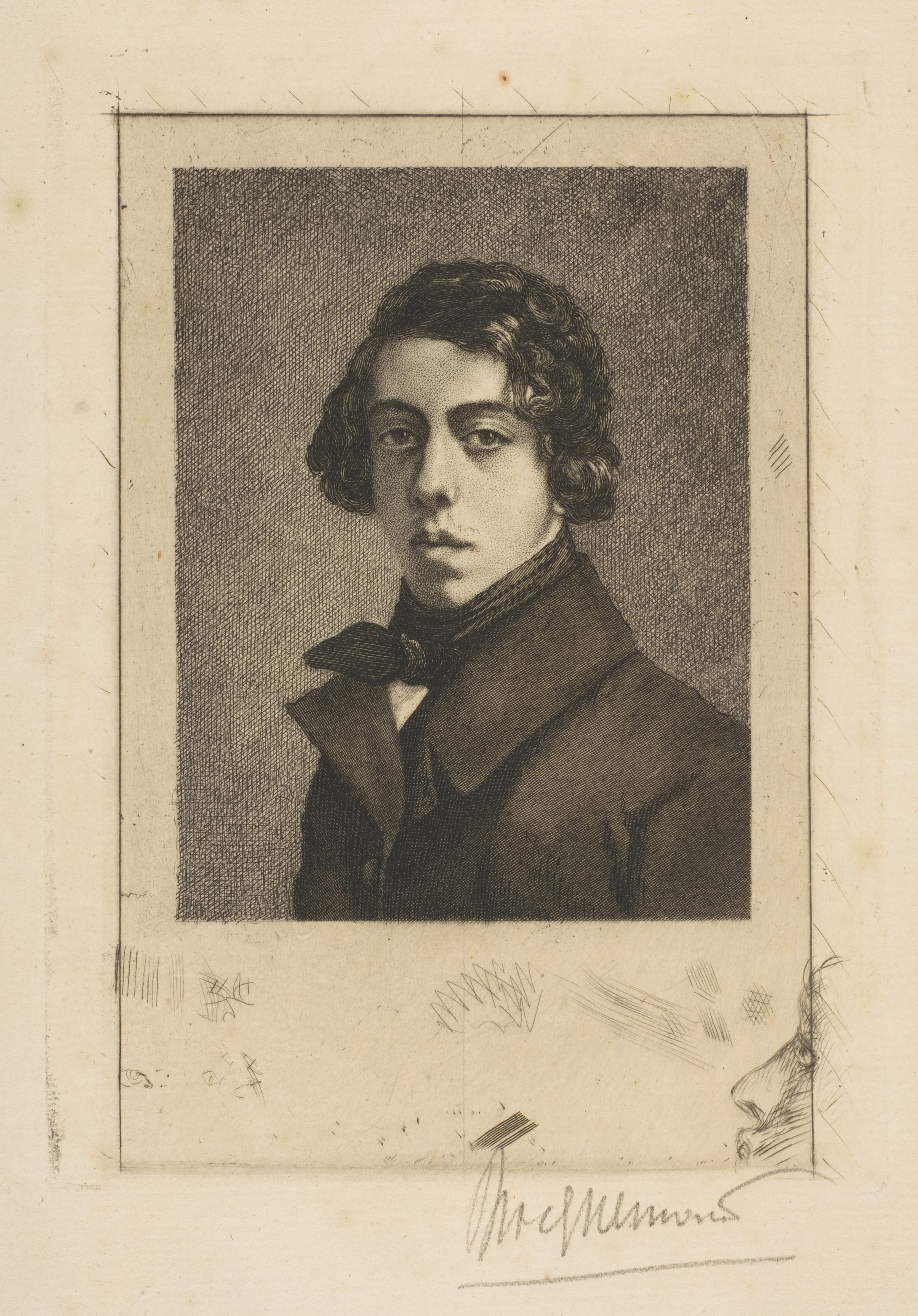 Etching Portrait of a Young Man