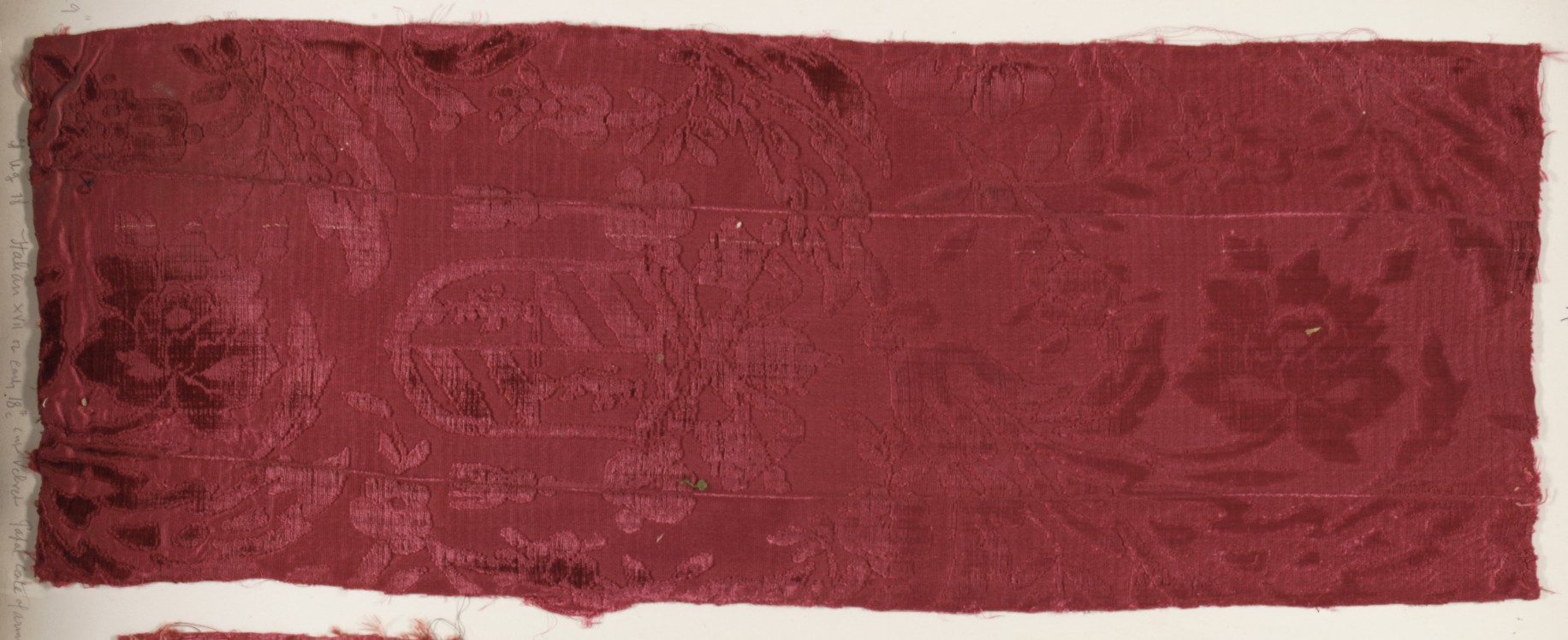 Antique Red Brocade Fabric Fragment