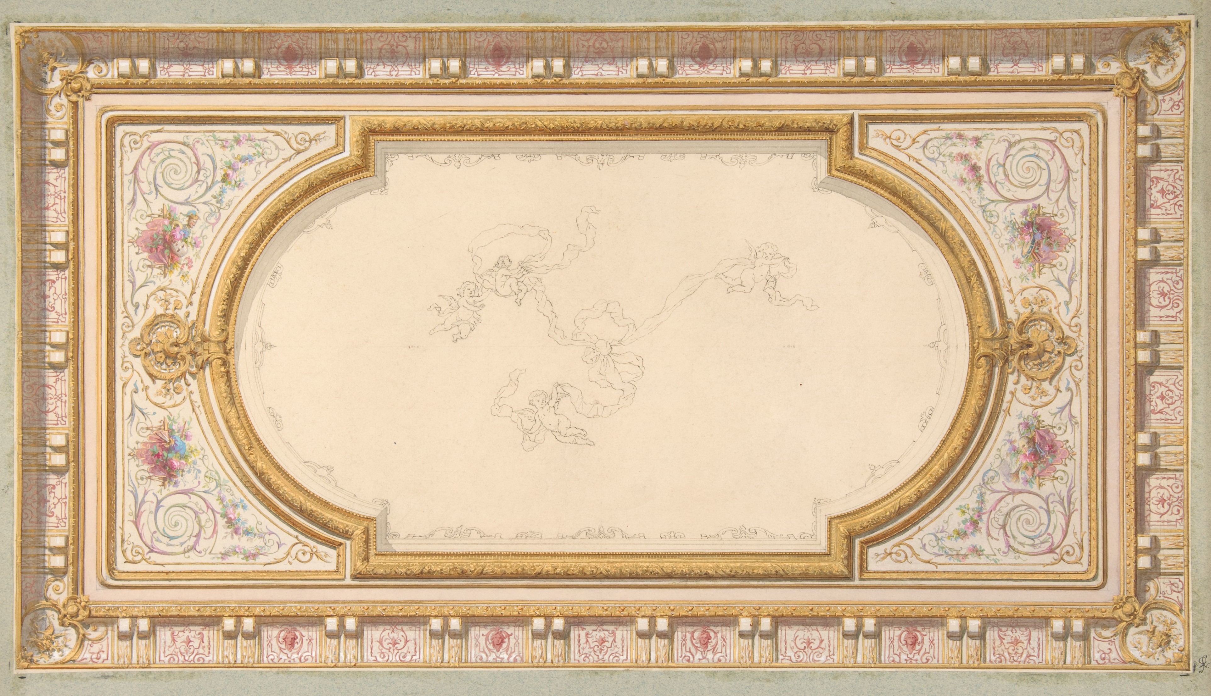 Ornate Decorative Ceiling Design Sketch