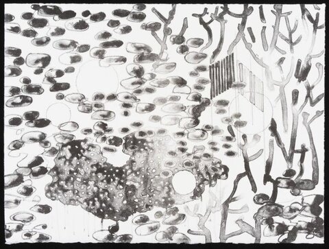 Abstract Black and White Ink Drawing