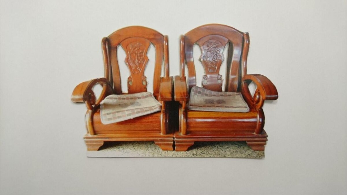Carved Solid Wood Two-seat Sofa