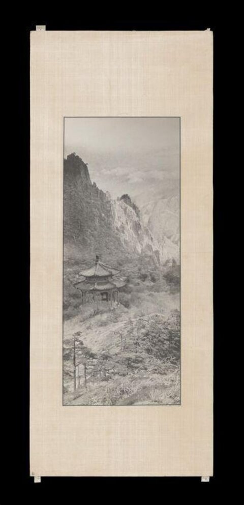 Mountain Pavilion Ink Landscape Scroll