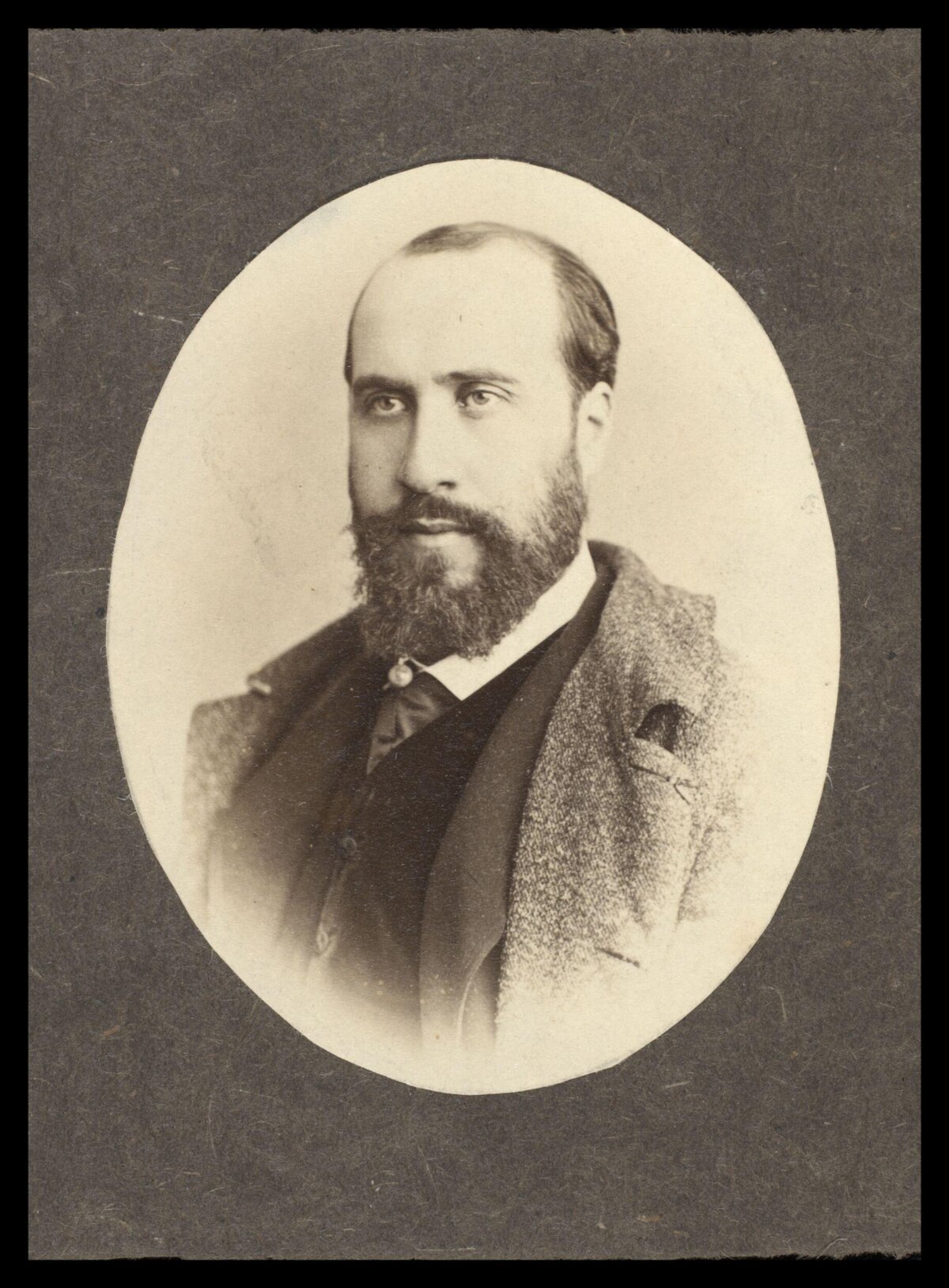 Vintage Oval Portrait of Bearded Man