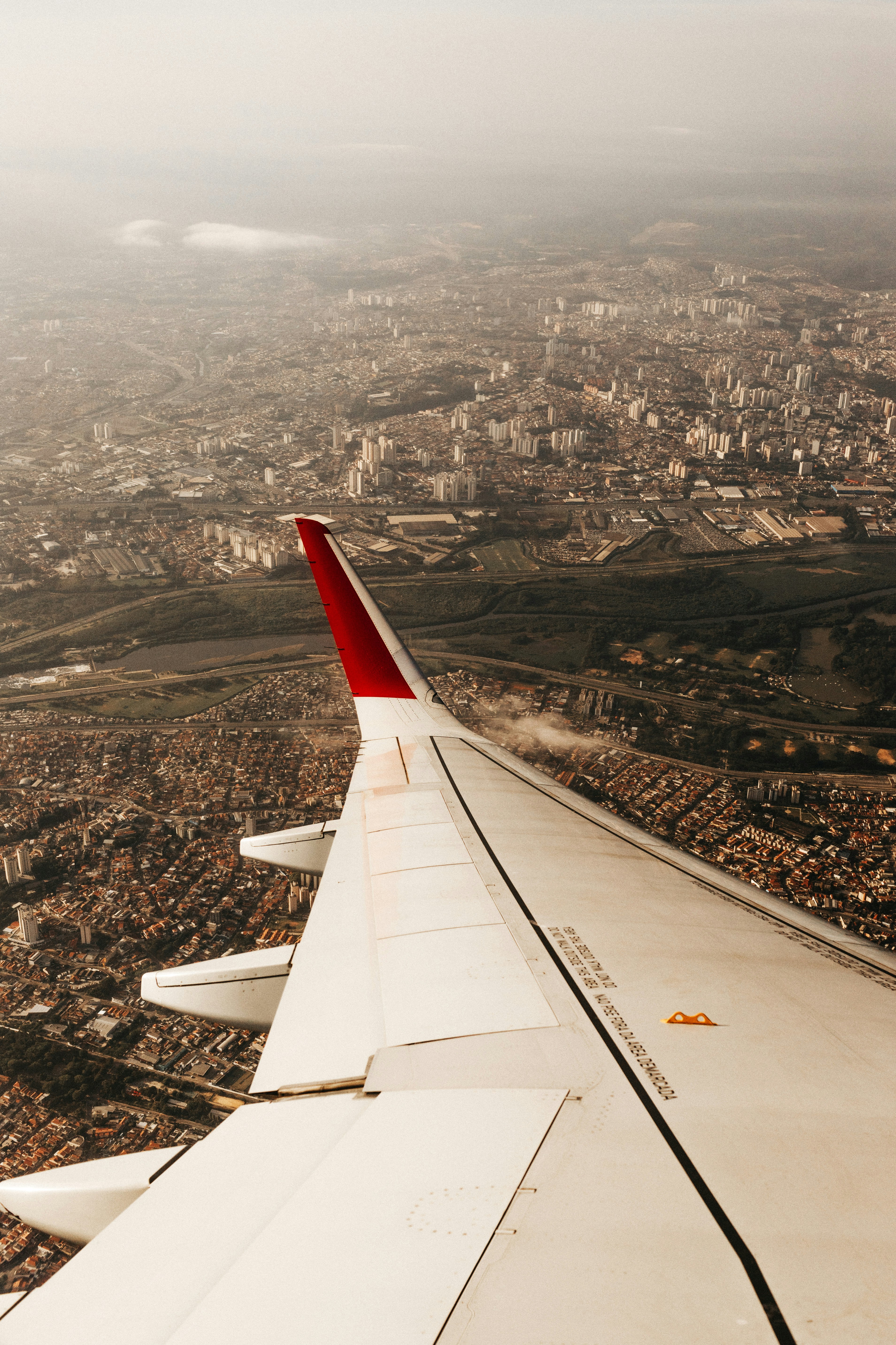 Aerial City View From Airplane