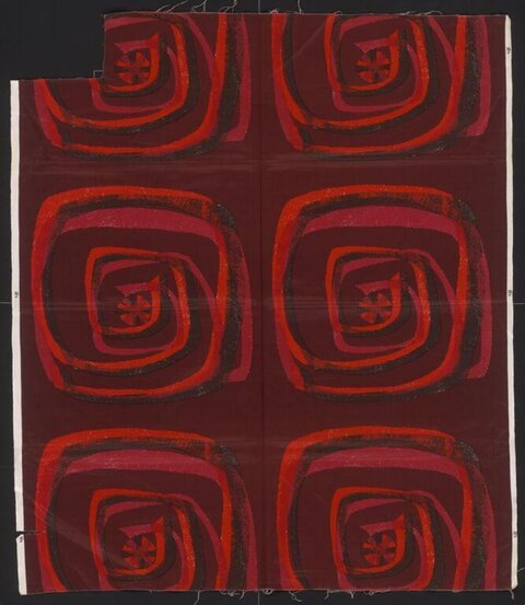 Red Spiral Geometric Patterned Fabric