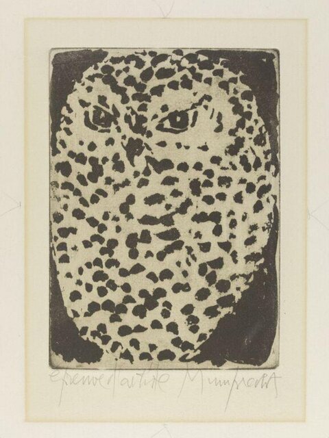 Owl Head Etching Print