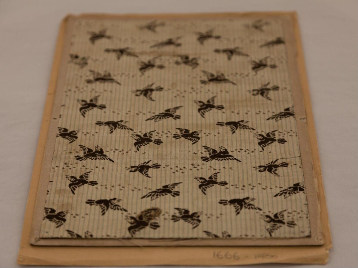Vintage Bird Pattern Fabric Sample
