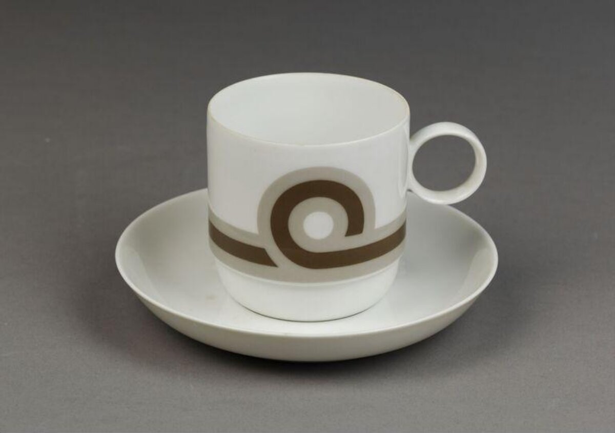 Geometric Pattern Coffee Cup and Saucer