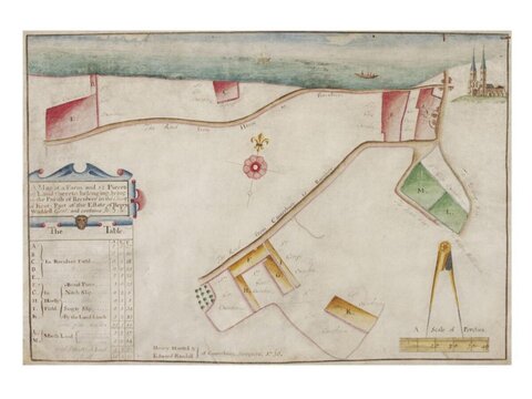 1730 Hand-Drawn Kent Farm Estate Map