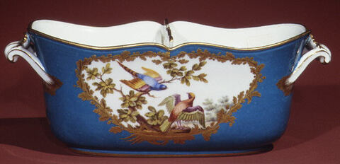 Blue Bird-Decorated Porcelain Planter