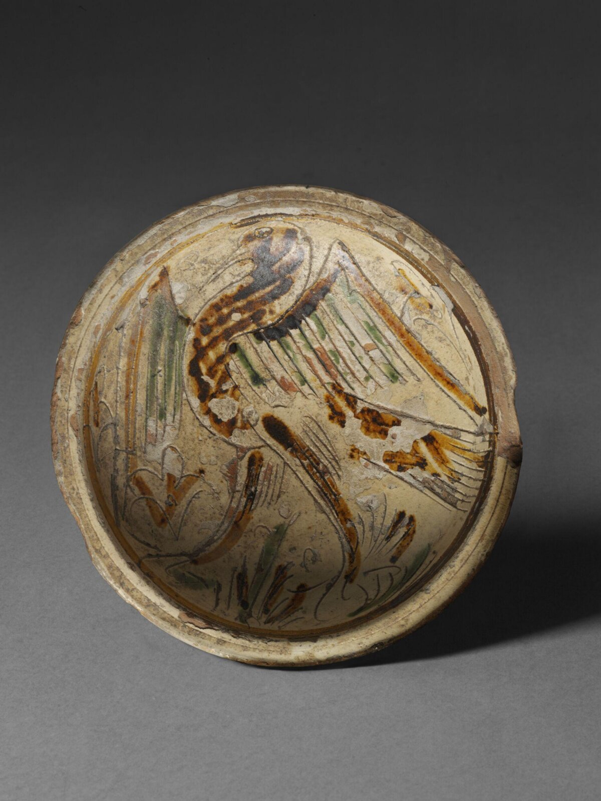 Ancient Bird Decorated Ceramic Bowl