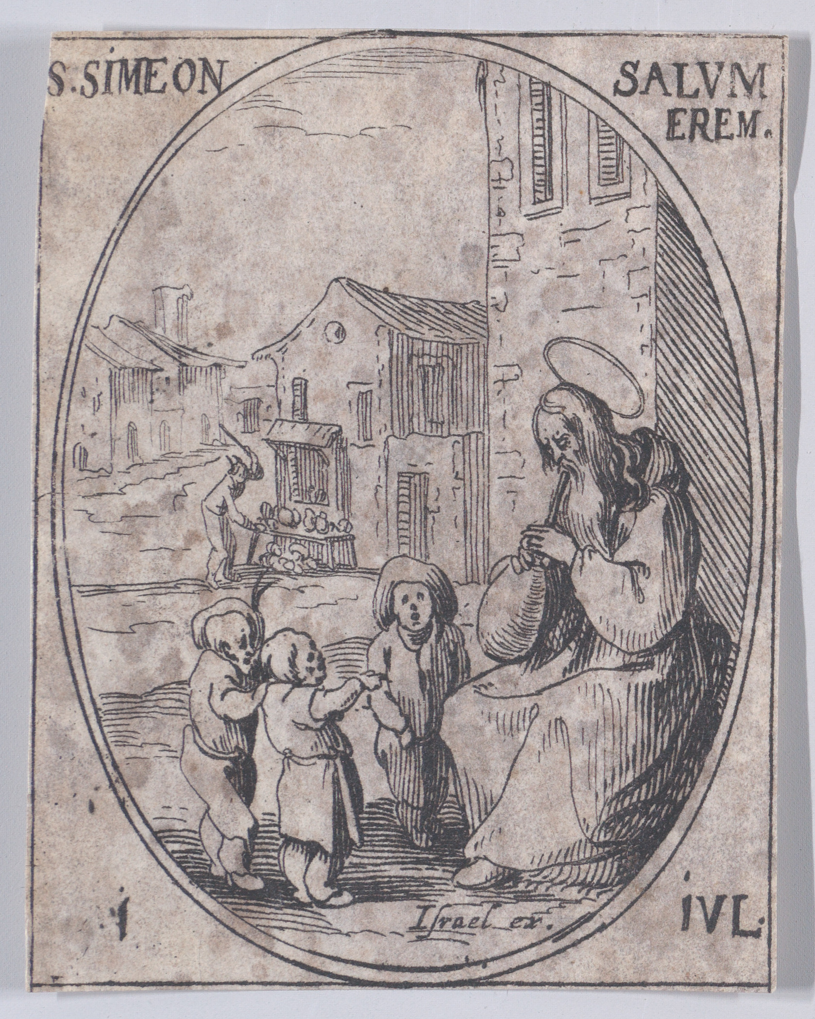 Antique Etching of Saint Simeon