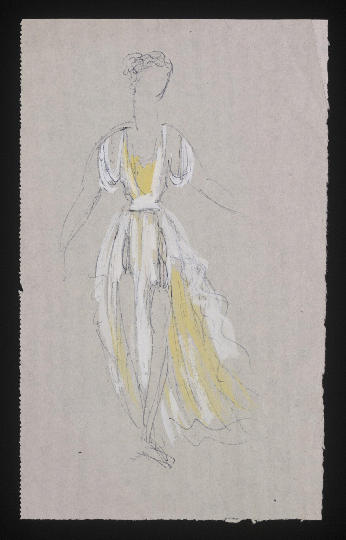 Fashion Sketch of Yellow White Gown