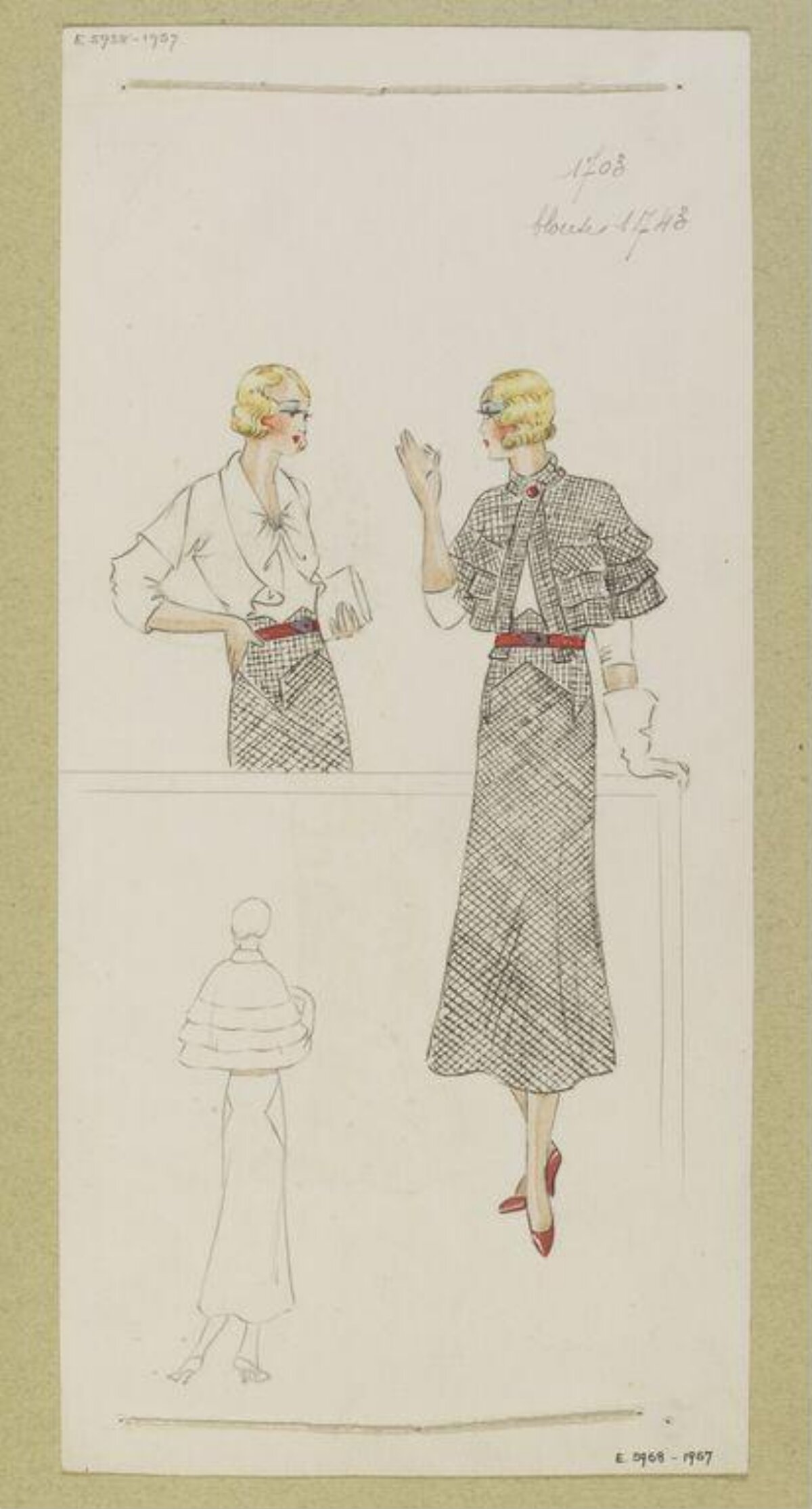 Vintage 1930s Fashion Design Sketch