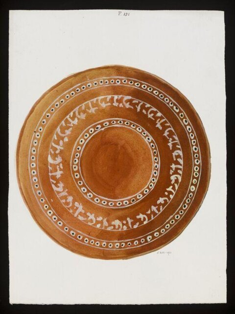 Watercolor Sketch of Ancient Pottery Plate