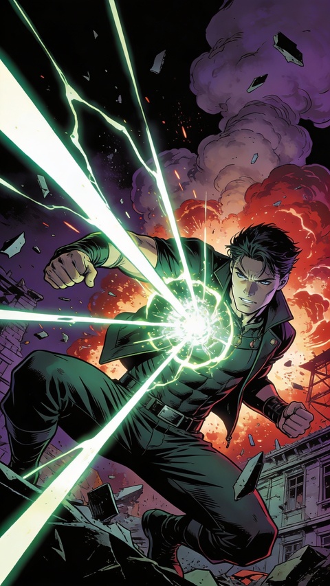 Superhero Endures Energy Blast