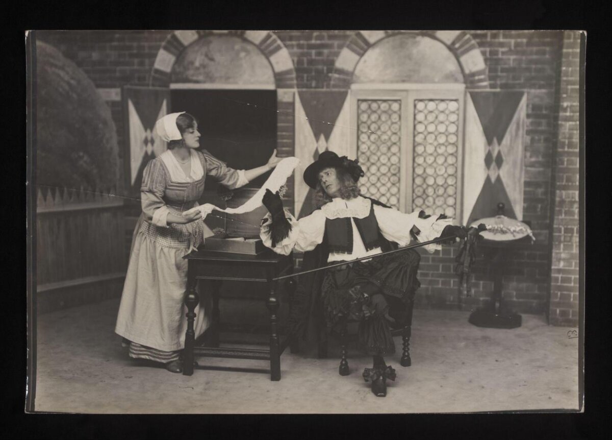 Vintage Theater Scene With Two Actors
