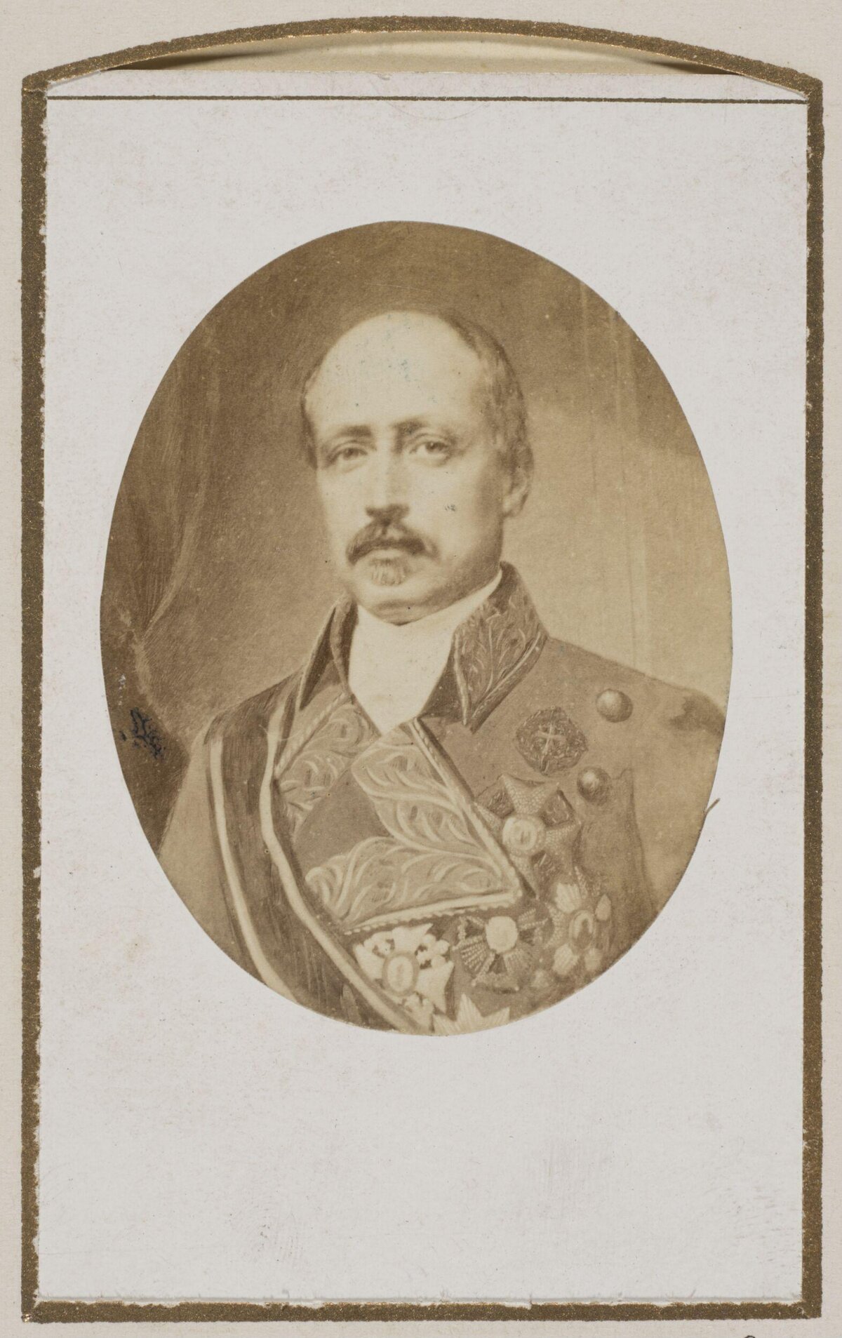 Vintage Oval Portrait of Military Officer