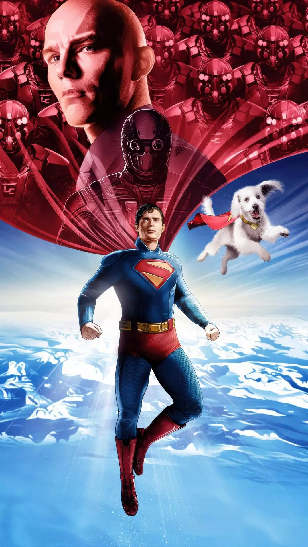 Superman and Krypto Flying