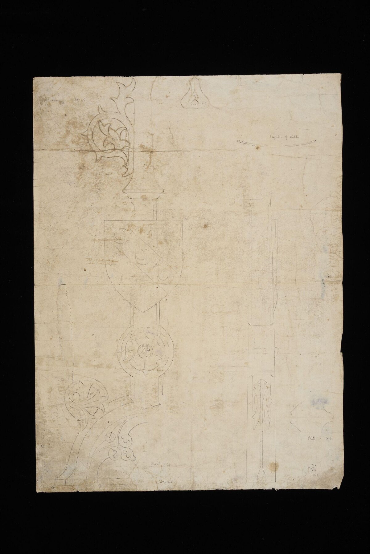 Pencil Sketch of Architectural Ornament Details