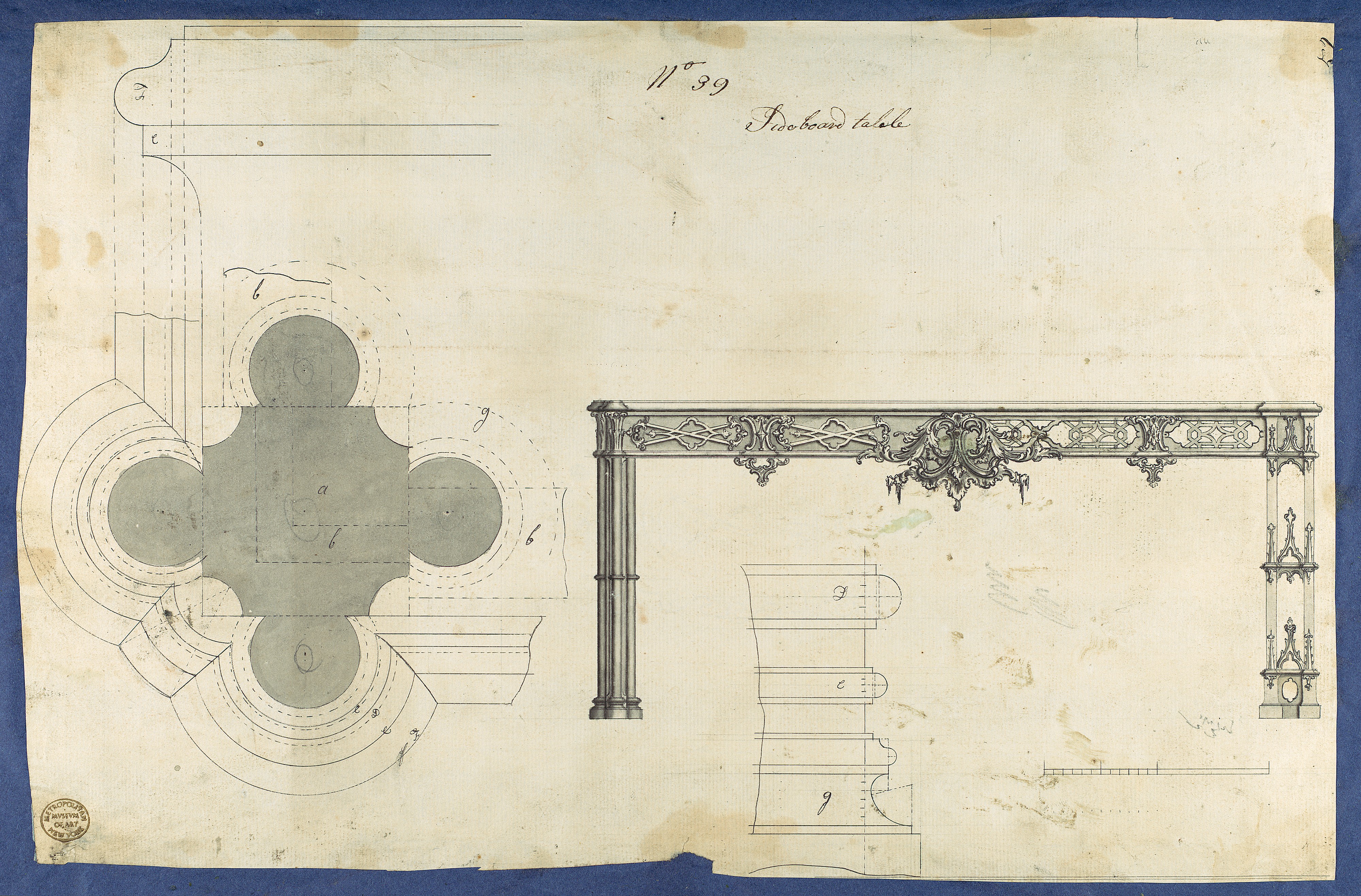 Antique Sideboard Table Design Drawing