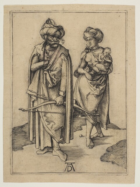 Oriental Couple with Crossbow Engraving
