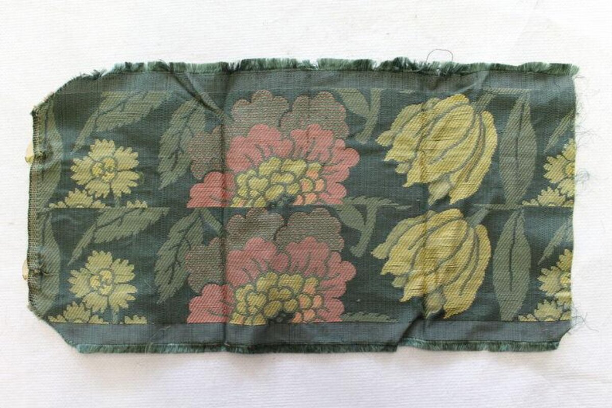 Antique Floral Woven Textile Fragment