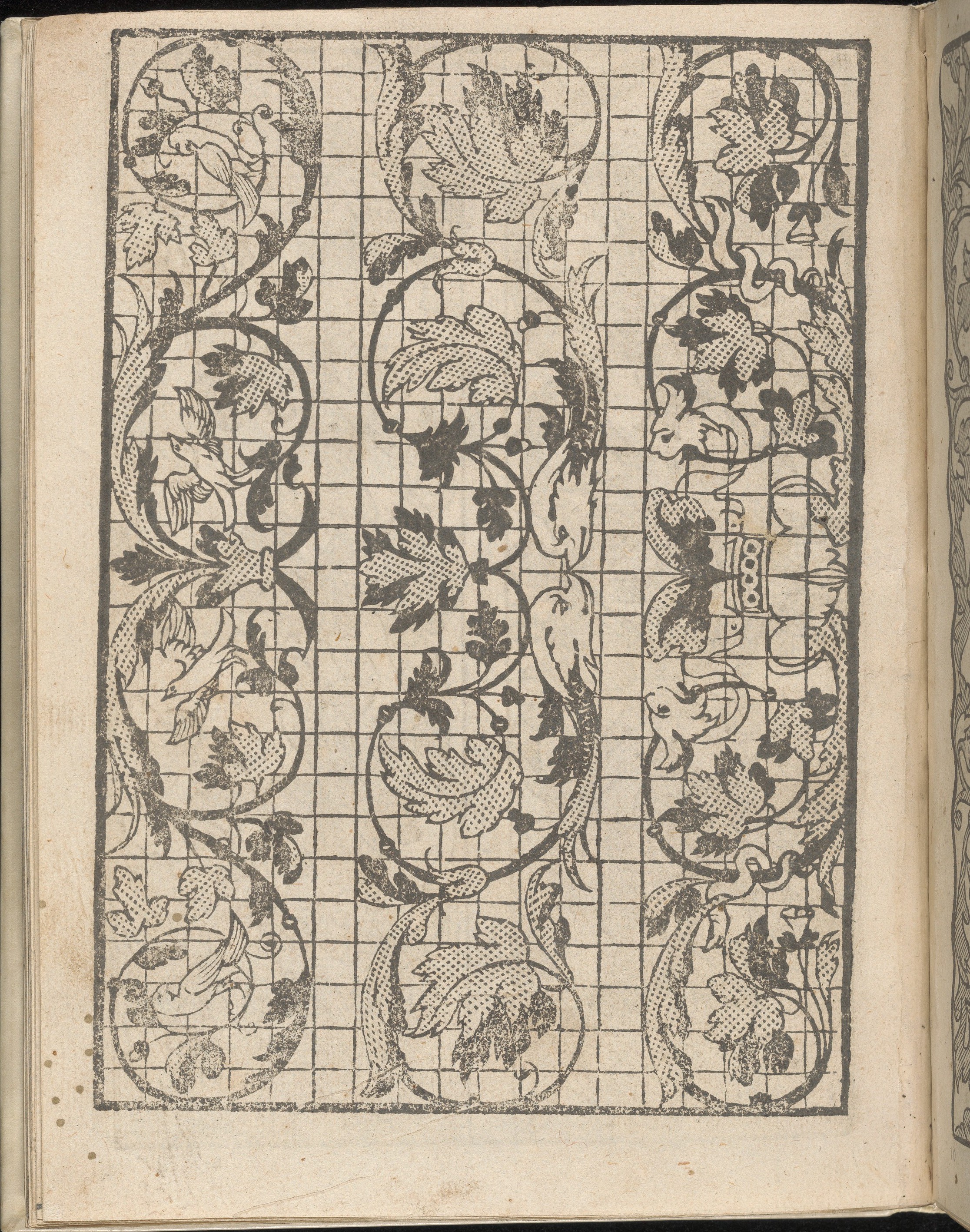 Antique Printed Decorative Grid Pattern