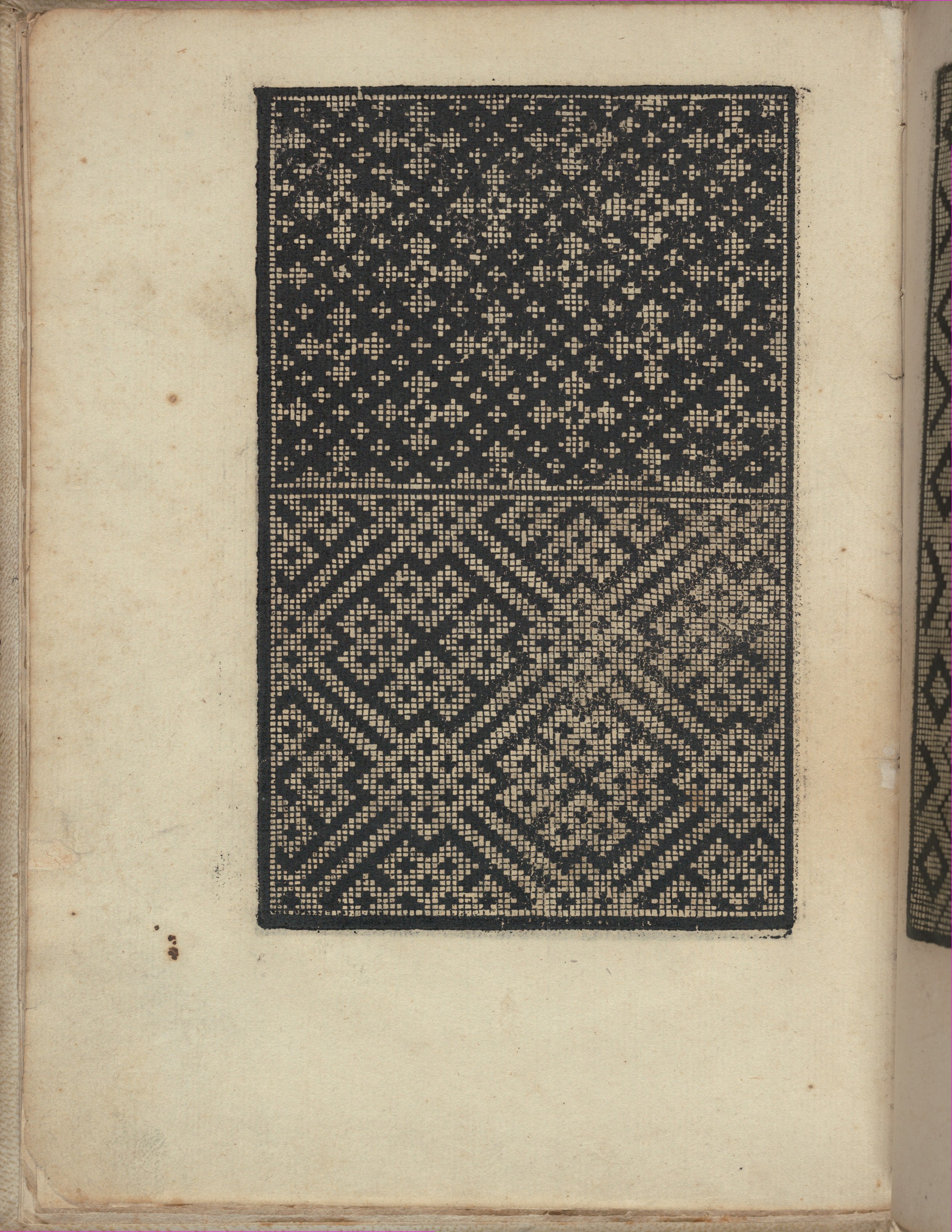 Antique Printed Geometric Lattice Pattern
