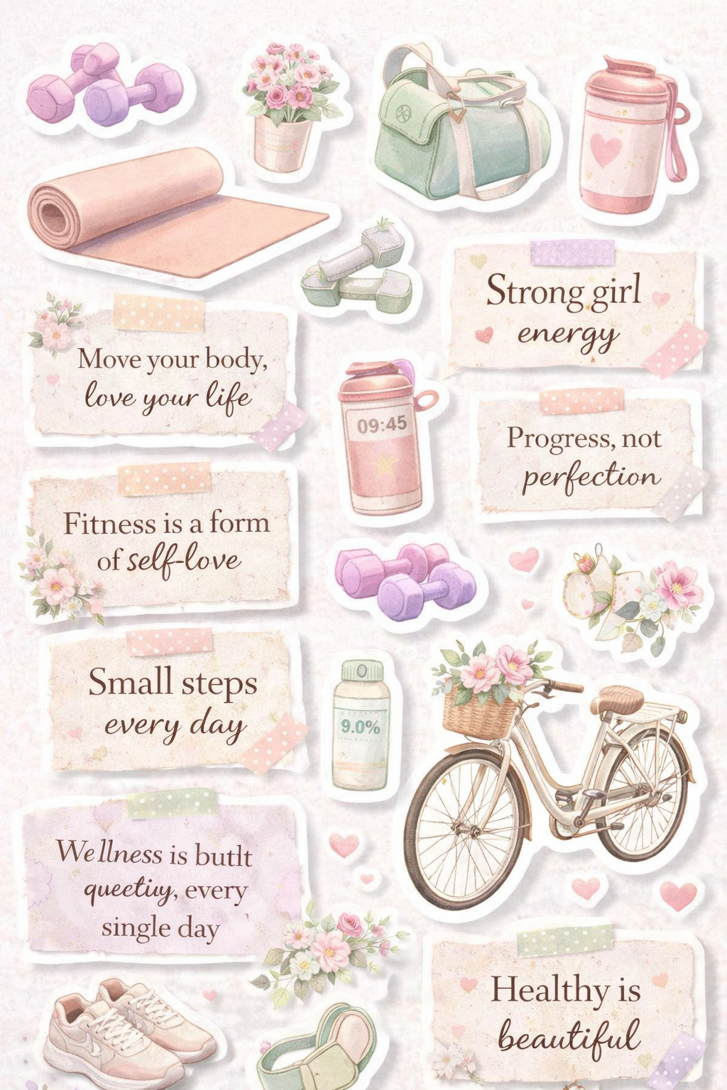 Fitness Wellness Motivational Stickers