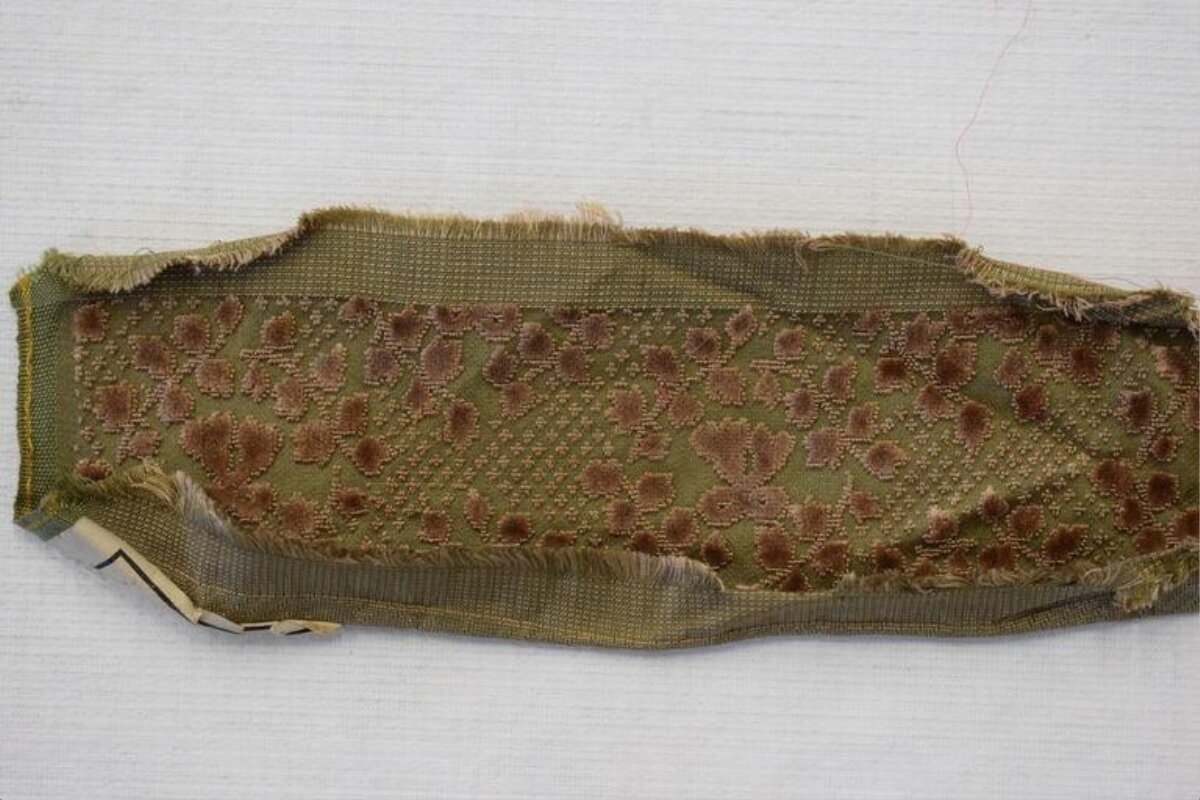 Green Floral Cut Velvet Fabric Swatch