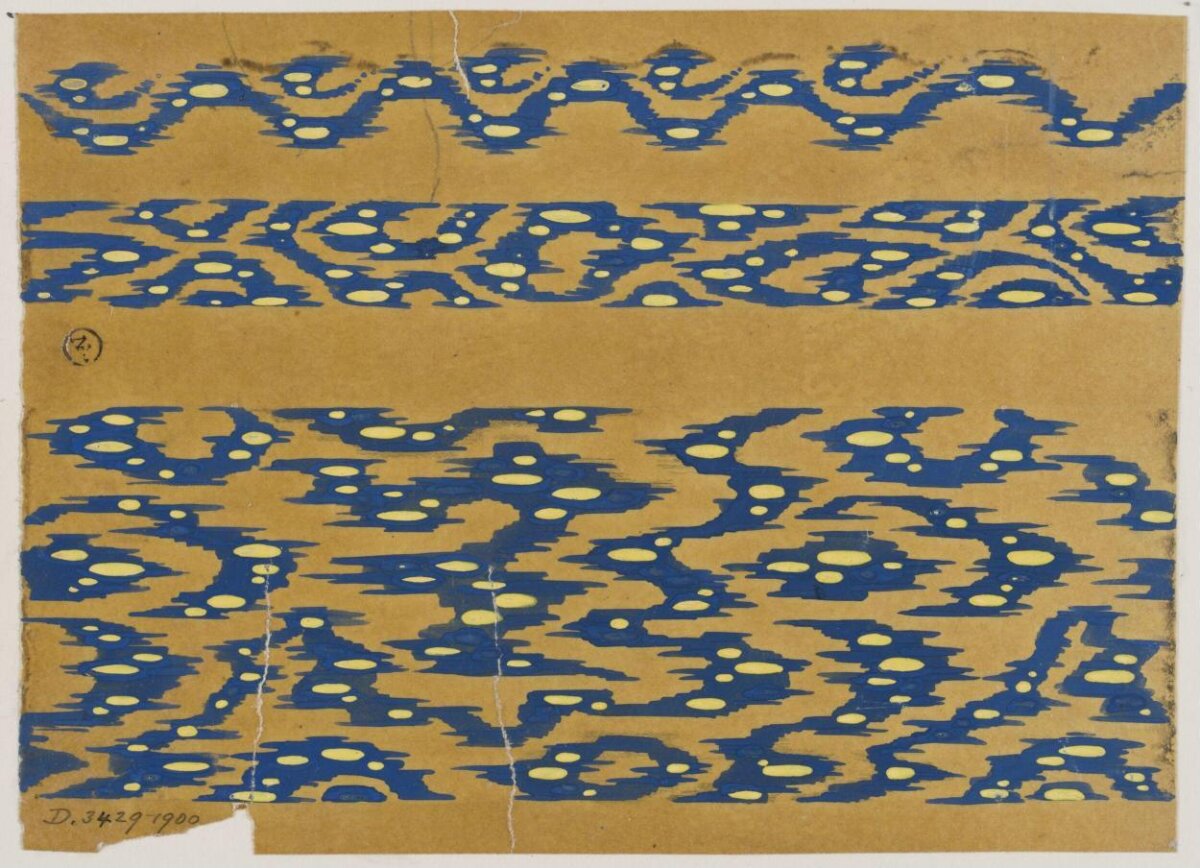 Vintage Blue Yellow Textile Pattern Design