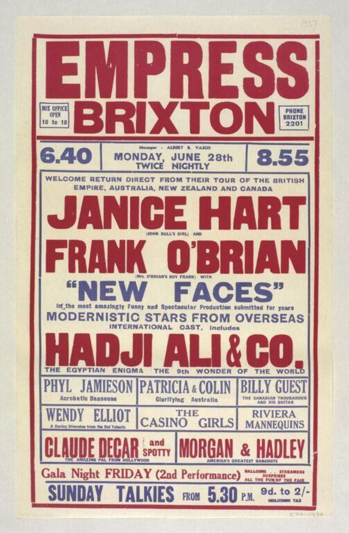 Vintage Empress Brixton Show Poster