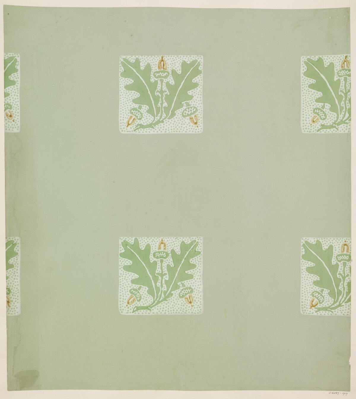 Vintage Oak Acorn Pattern Wallpaper