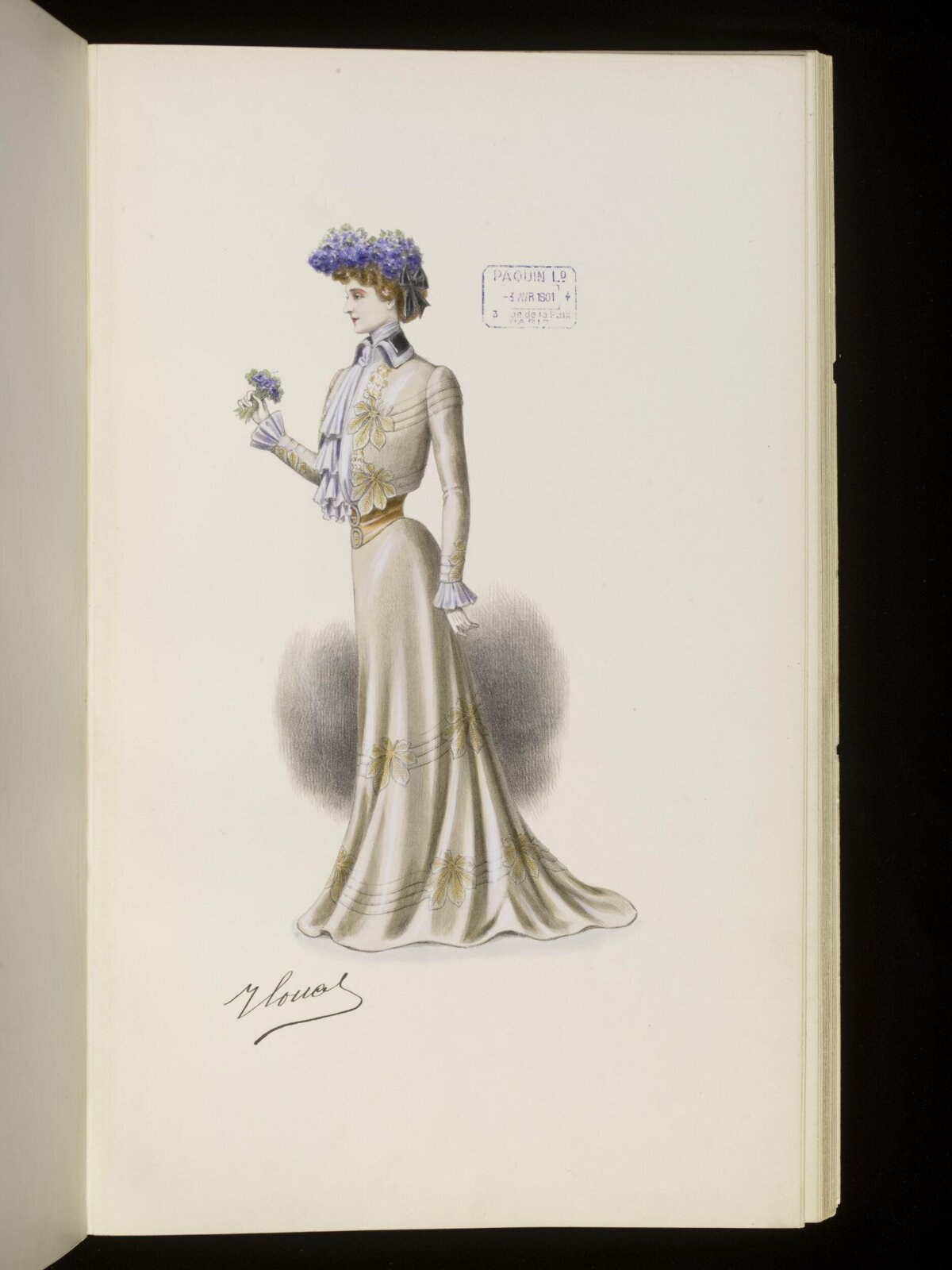 Vintage Edwardian Fashion Design Sketch