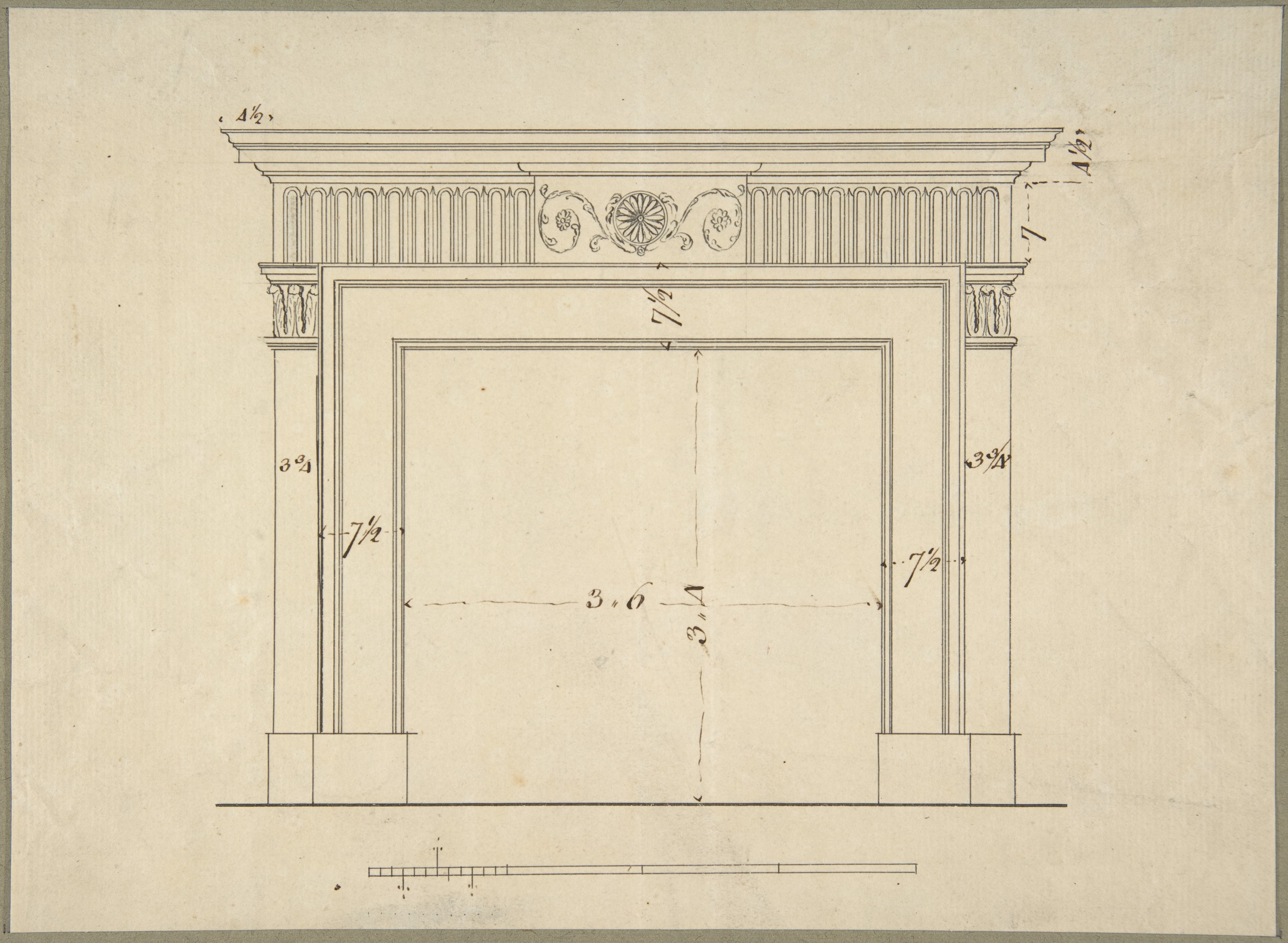 Architectural Drawing of Fireplace Mantel