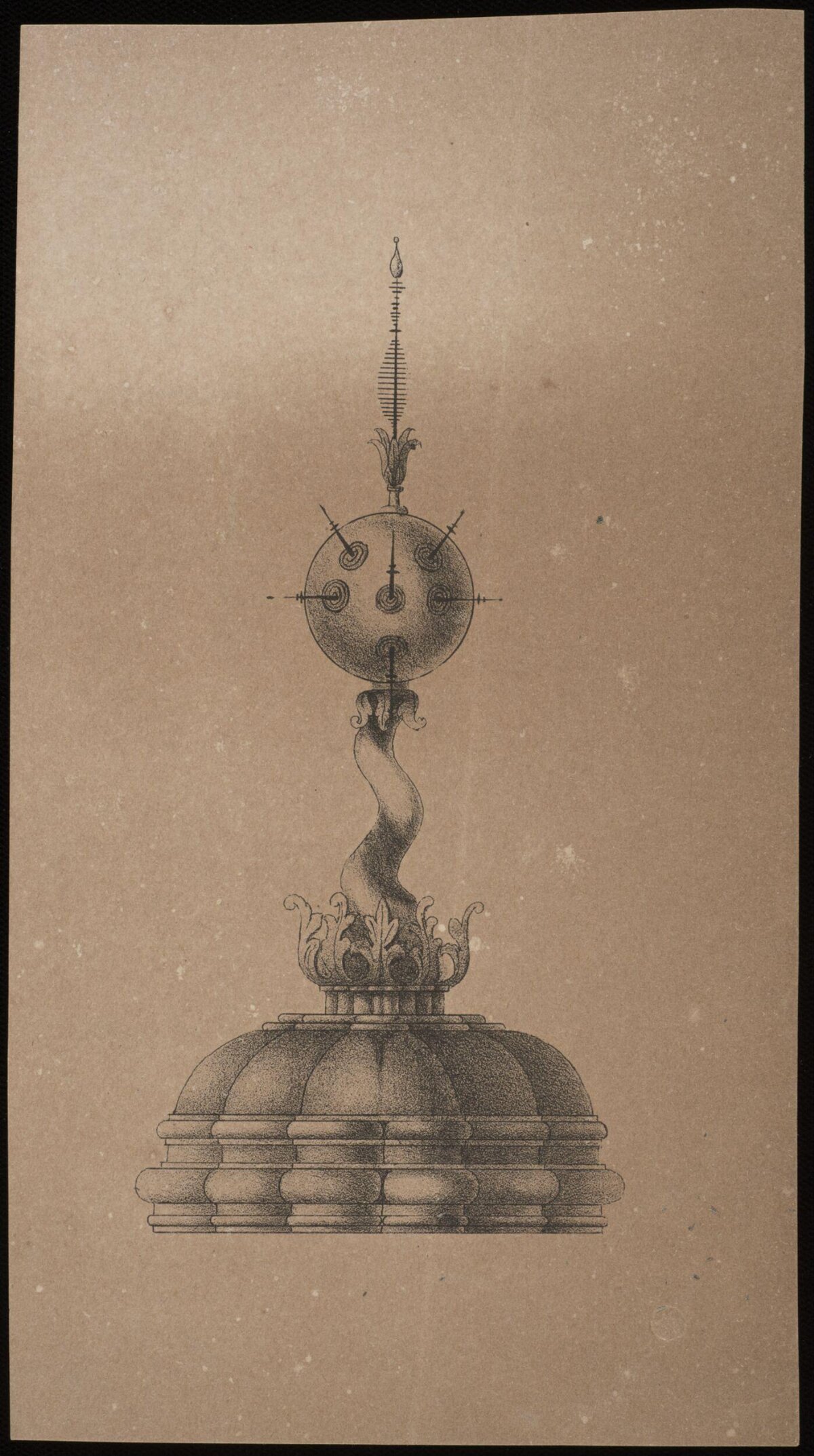 Hand Drawn Architectural Dome Finial Design