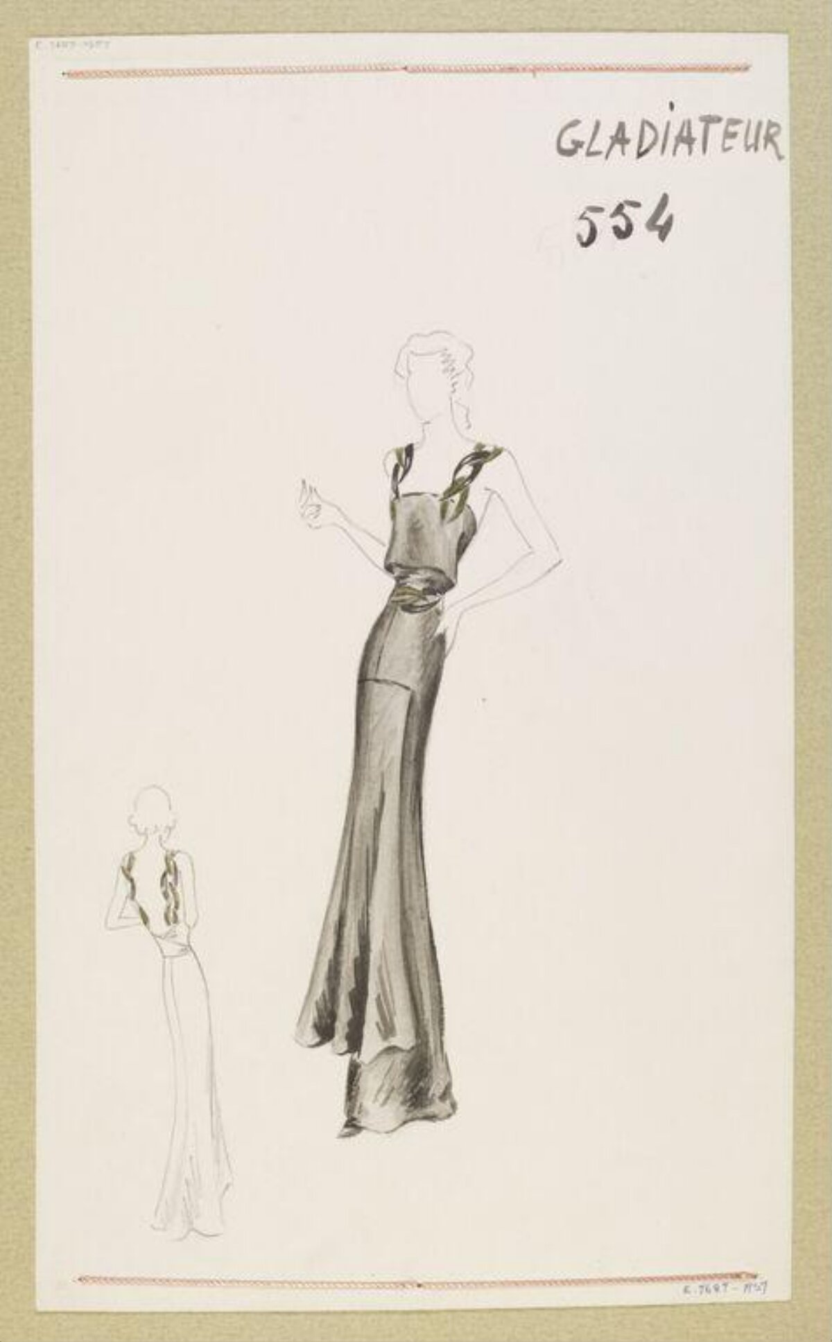 Vintage Evening Gown Fashion Sketch