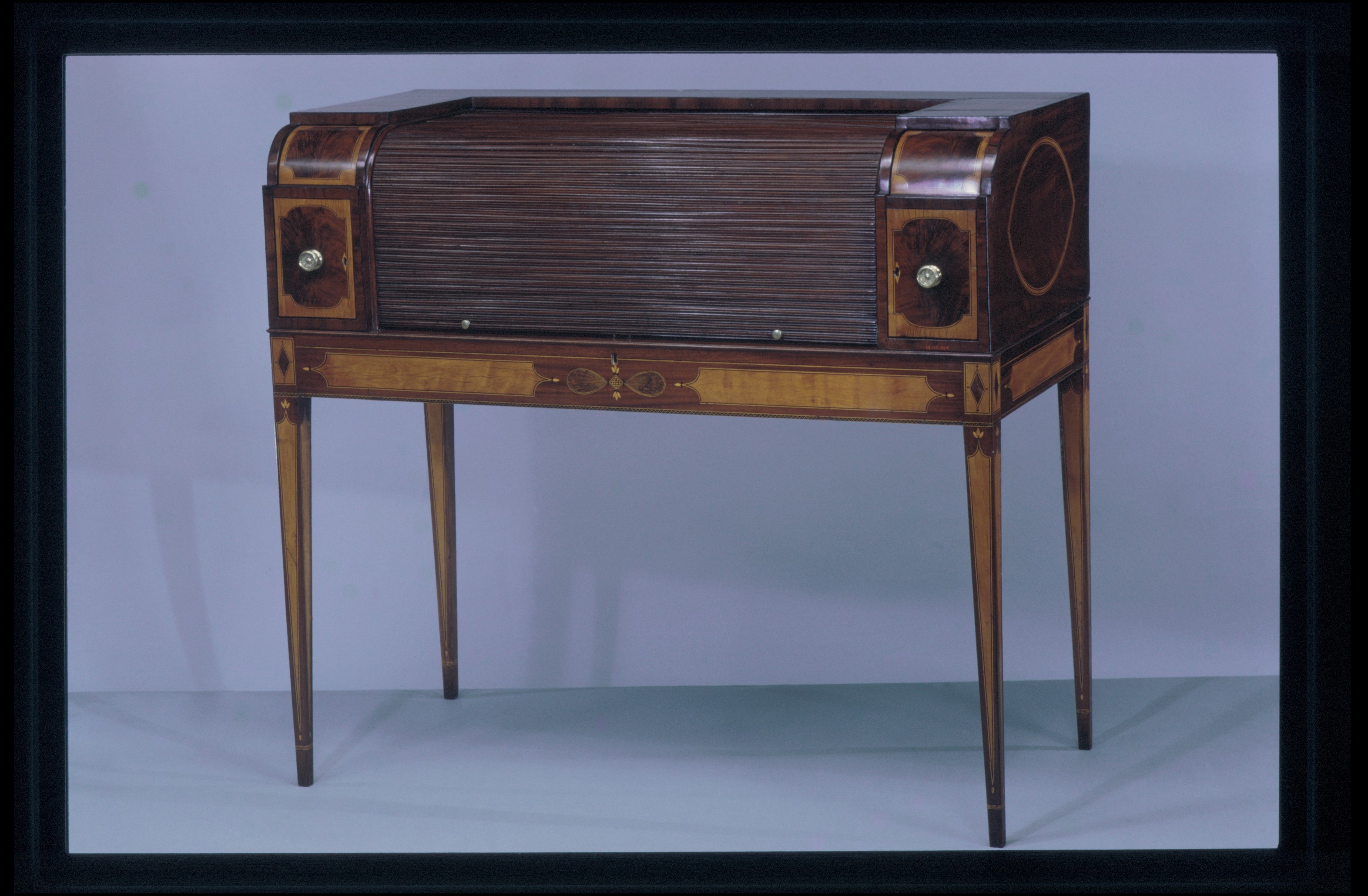 Antique Inlaid Roll-top Writing Desk