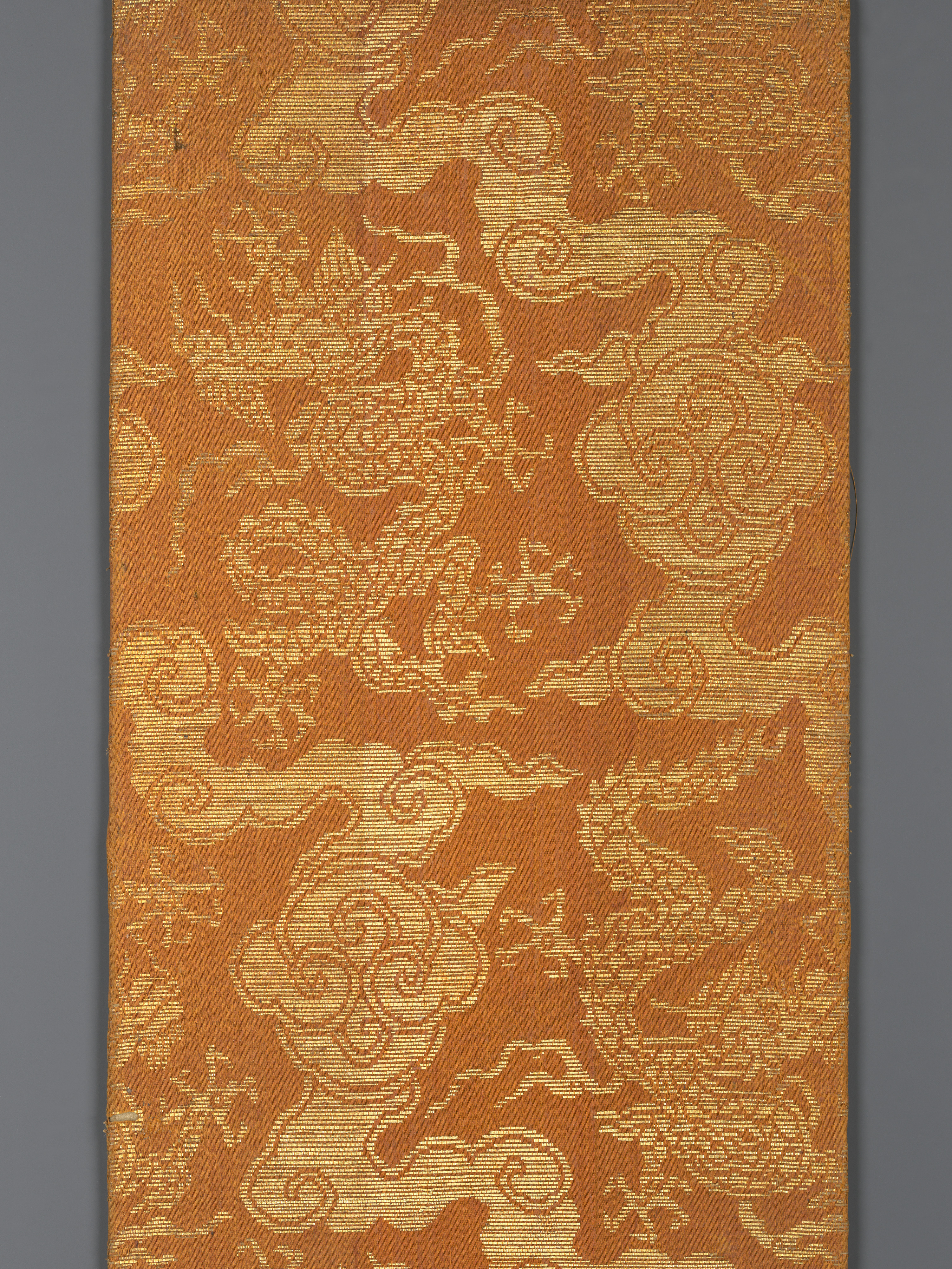 Orange Golden Cloud Pattern Antique Brocade