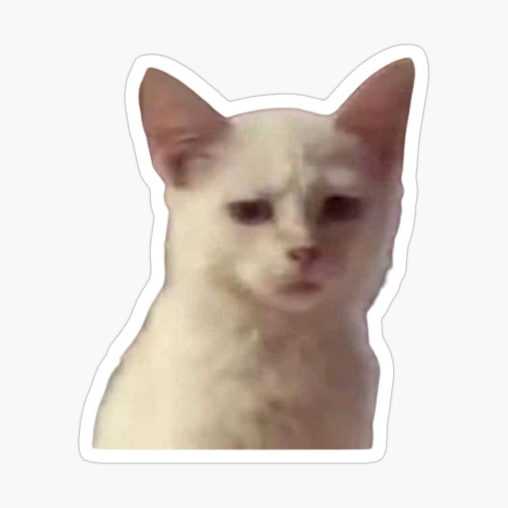 Frowning Human-faced Cat Meme Sticker