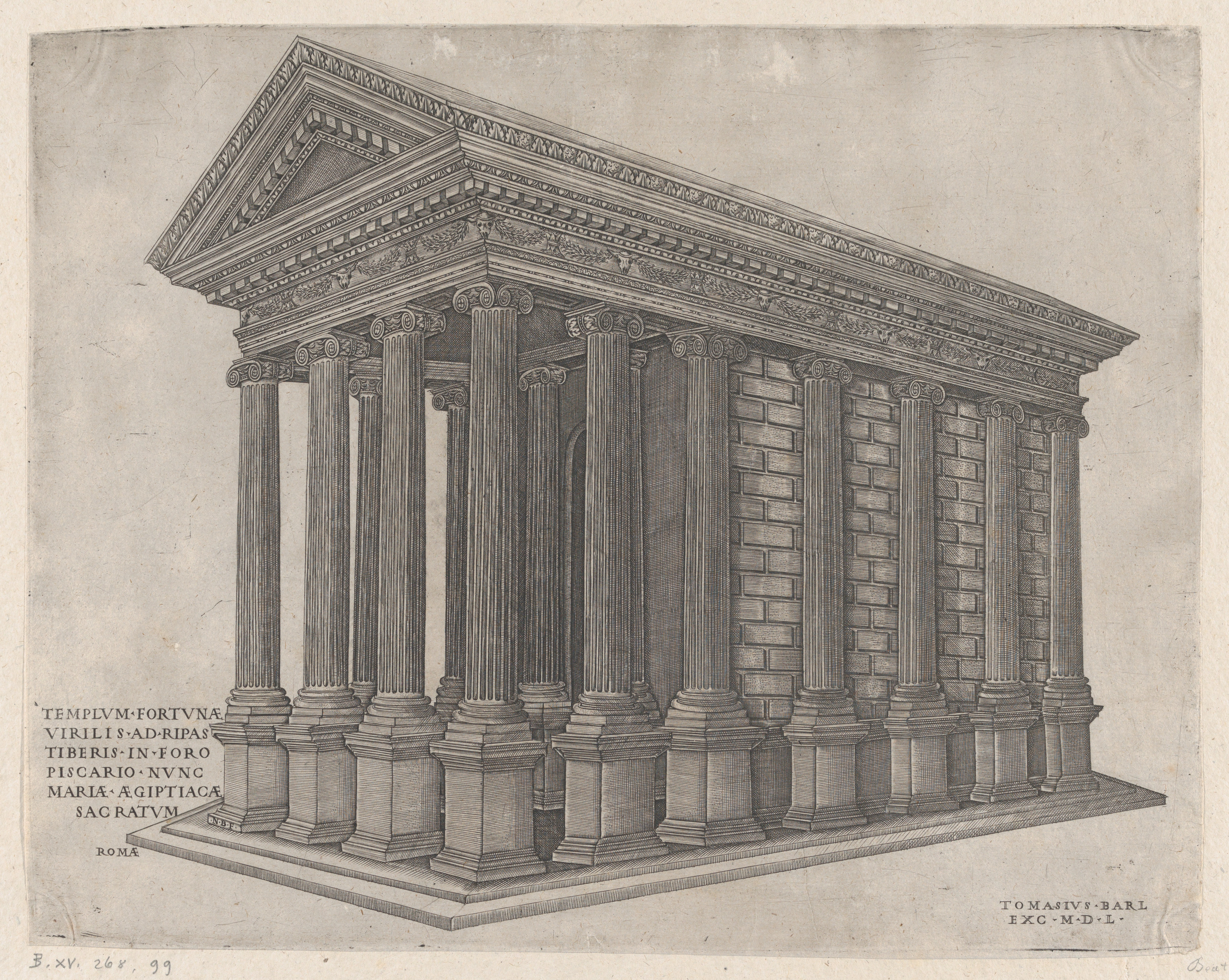 Engraving of Roman Fortuna Virilis Temple