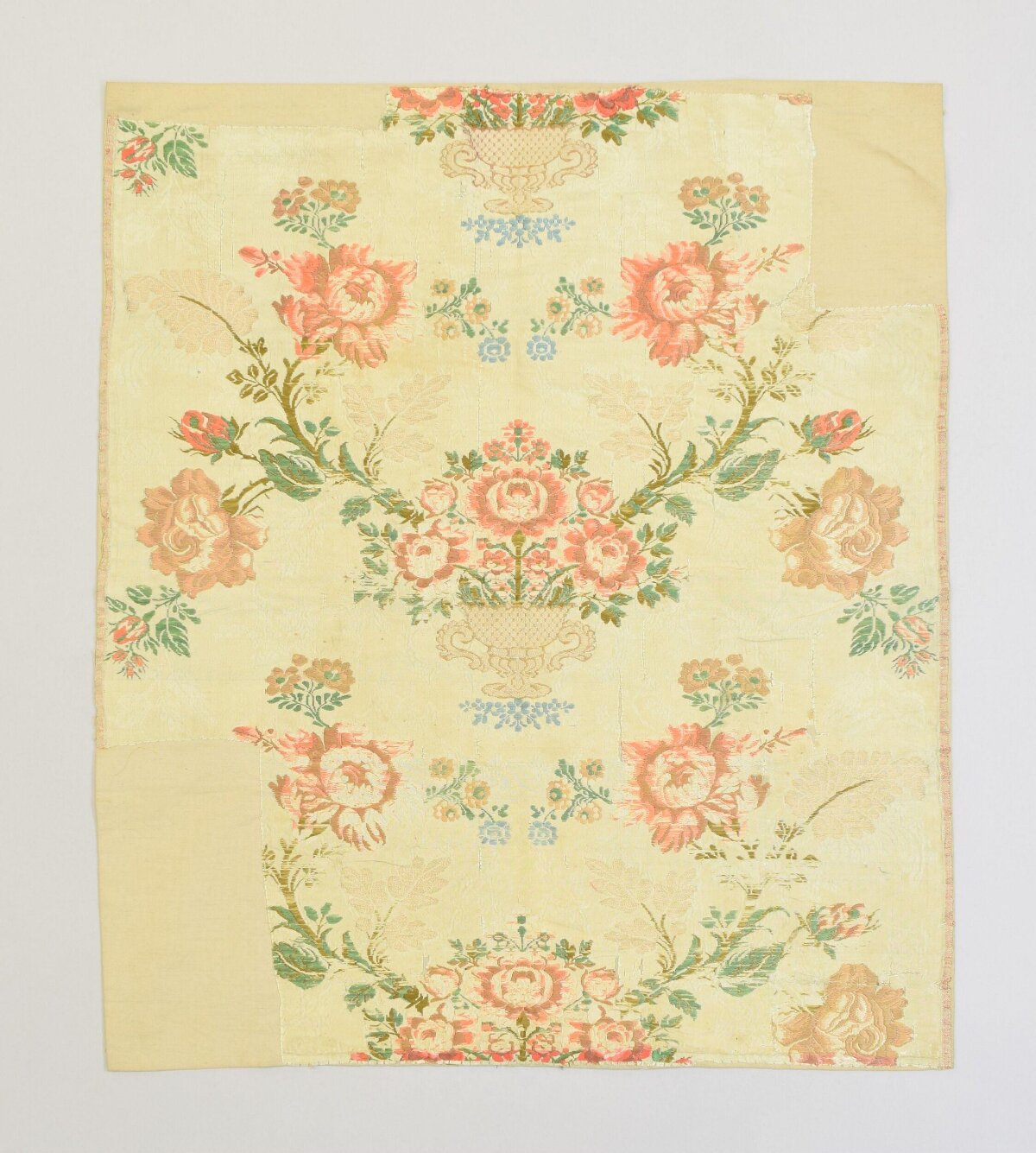 Antique Floral Woven Textile Fragment