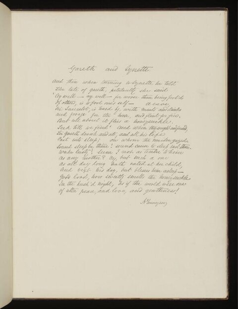Handwritten Poem Gareth and Lynette