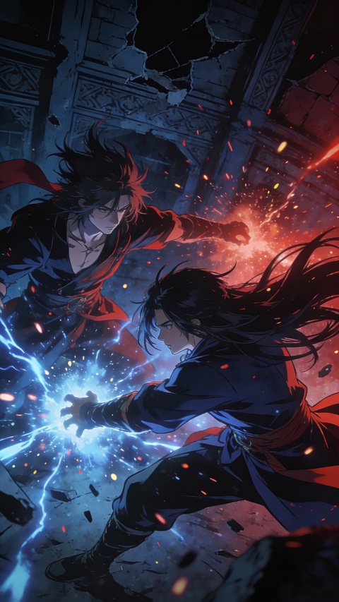 Two Warriors Clash With Elemental Powers