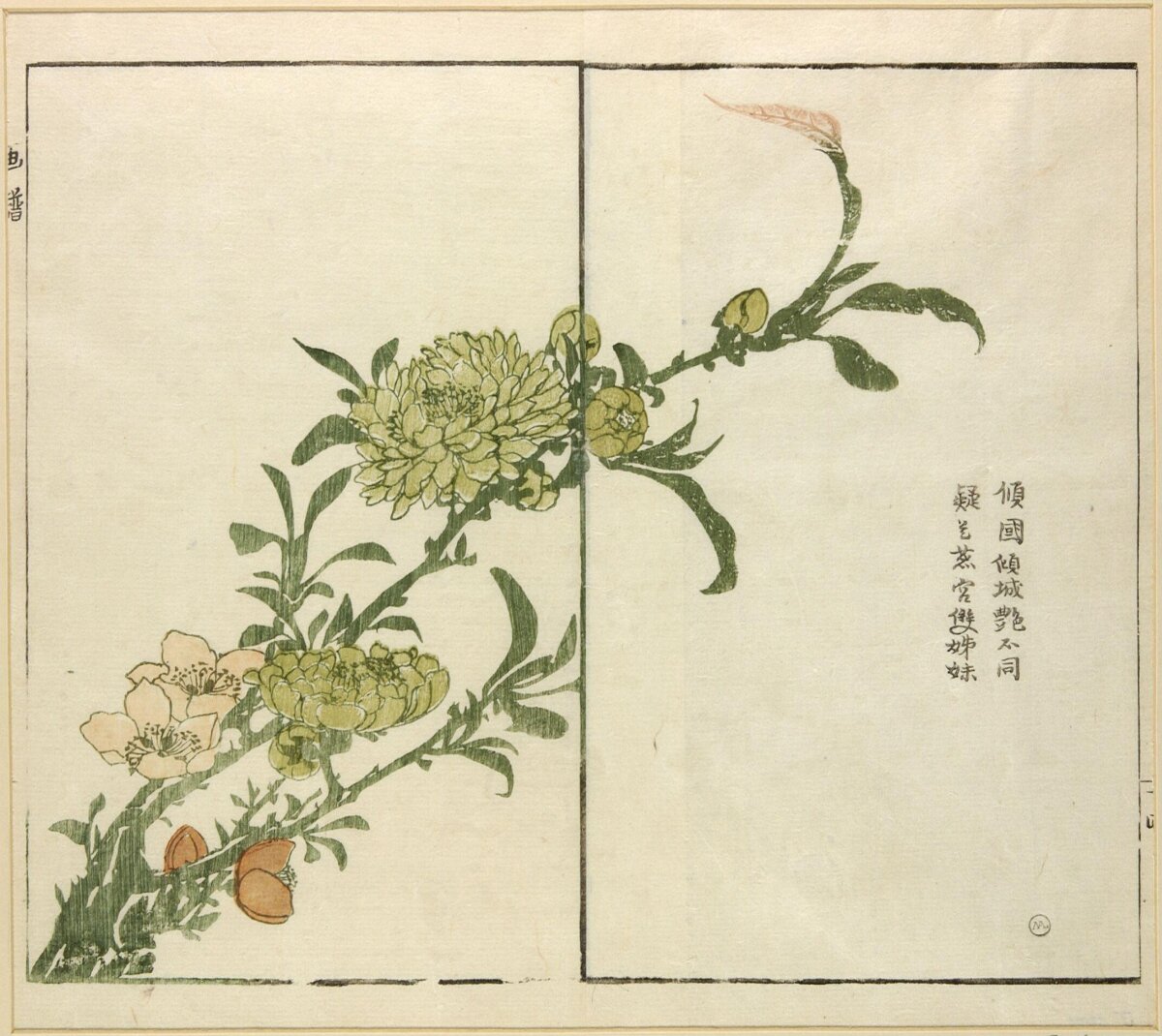 Peach Flower Branch Woodblock Print