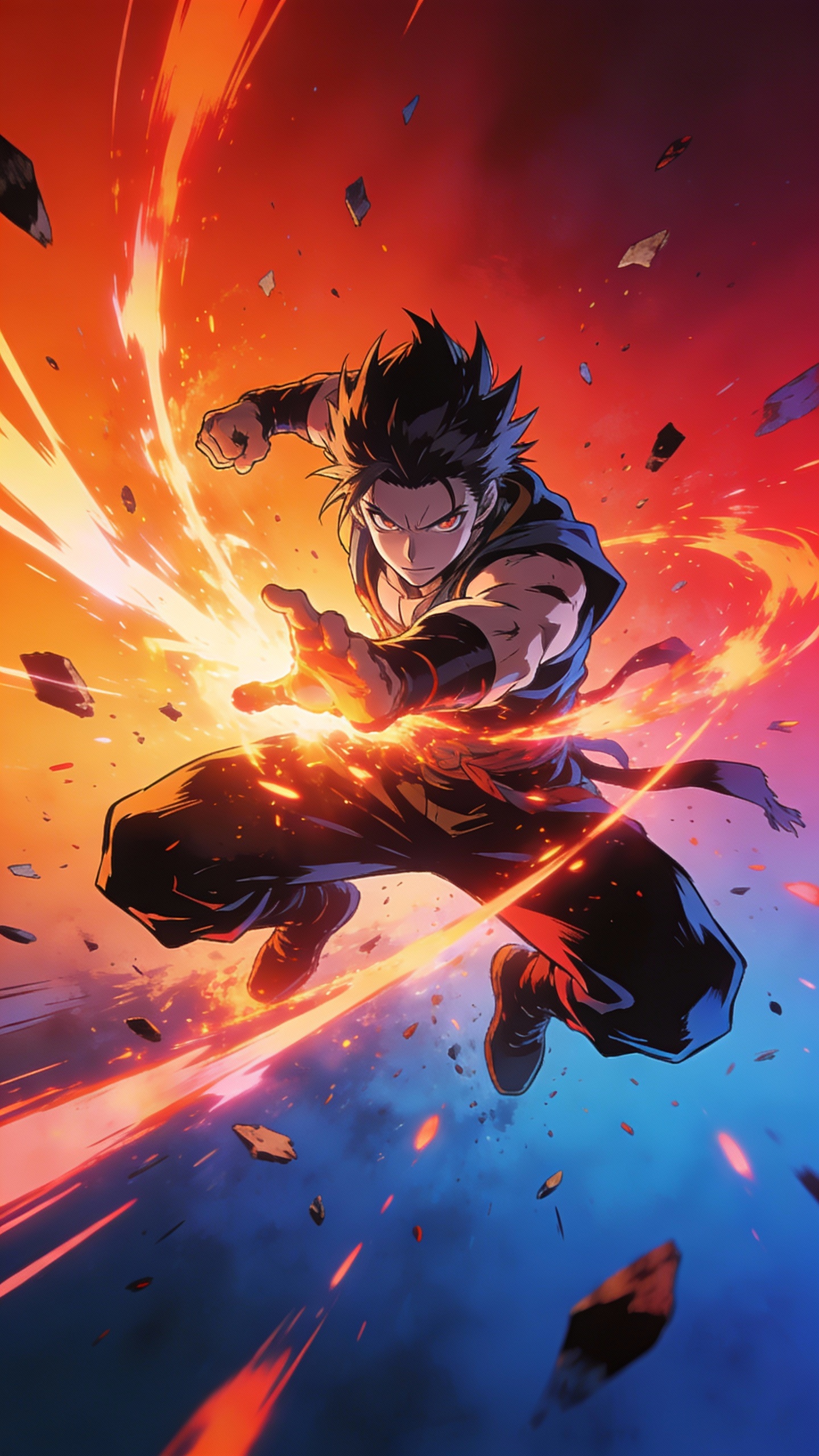 Anime Martial Artist Fire Attack