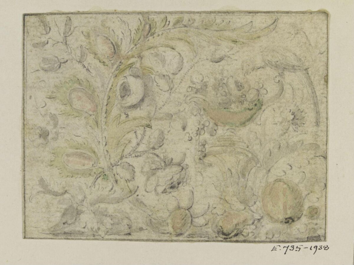 Ornamental Sketch of Flowers and Fruits
