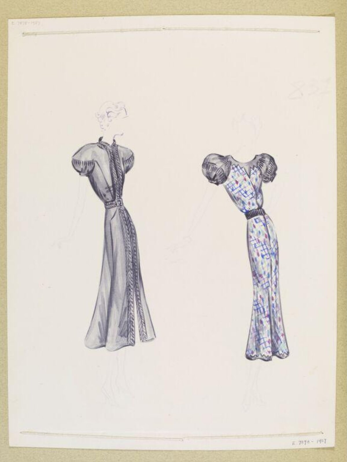 Two Fashion Dress Design Sketches