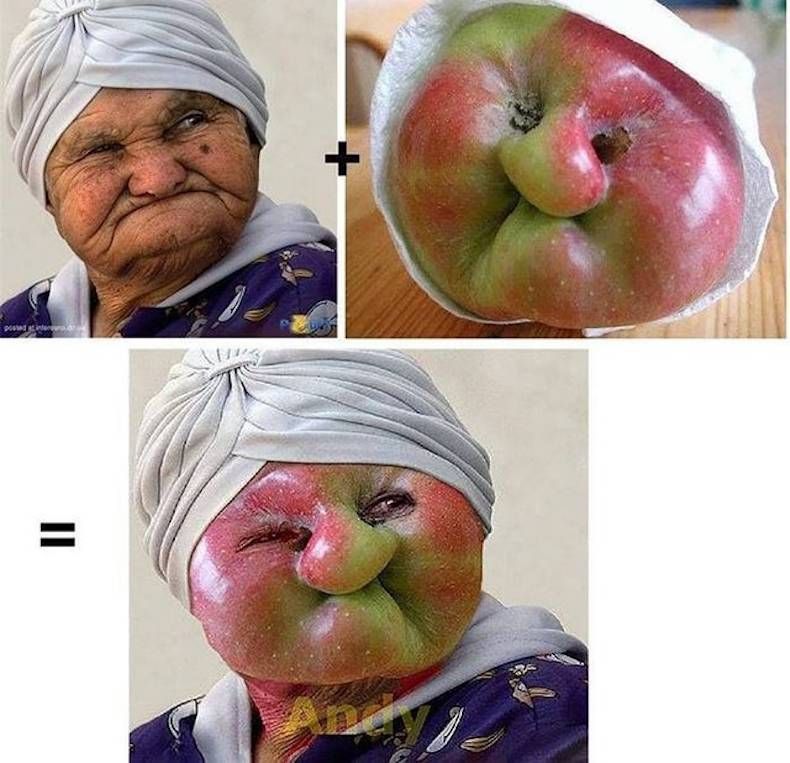 Funny Face Morph of Woman and Apple